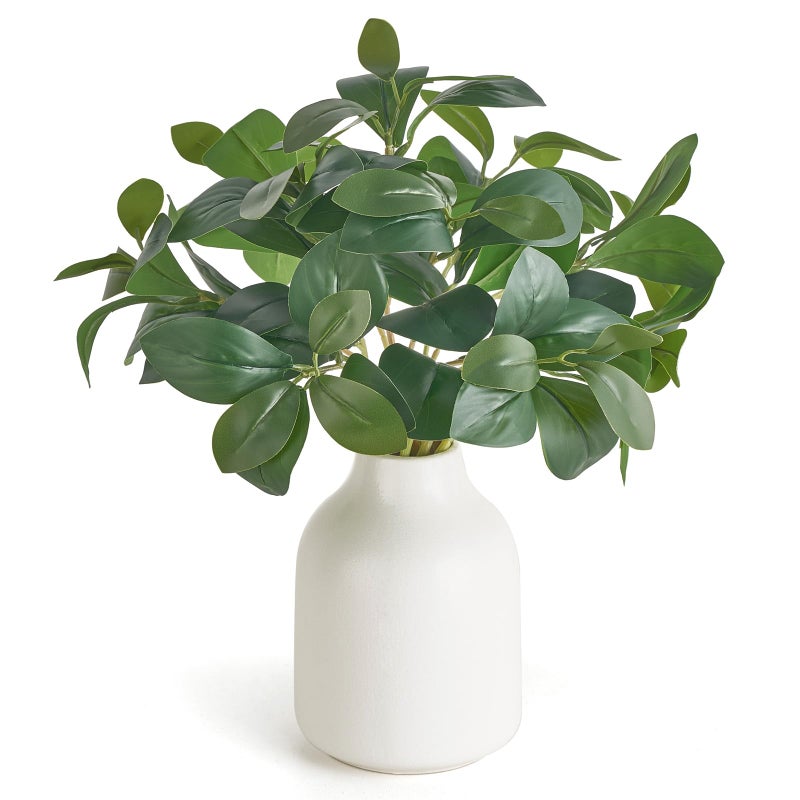 Dahey Fake Plants in Small Ceramic Vase Realistic Artificial Faux Plants Indoor Modern Farmhouse Table Centerpieces for Bathroom Kitchen Shelf Living Room Home Greenery Decor, White - Image 1