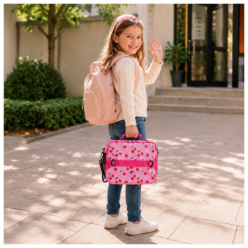 Bonbon - Insulated Kids Lunch bag With Bottle Holder - Cherries - Image 3