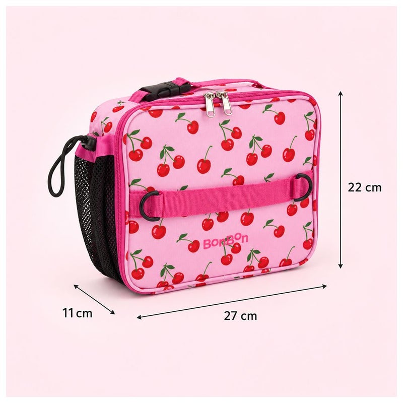Bonbon - Insulated Kids Lunch bag With Bottle Holder - Cherries - Image 4