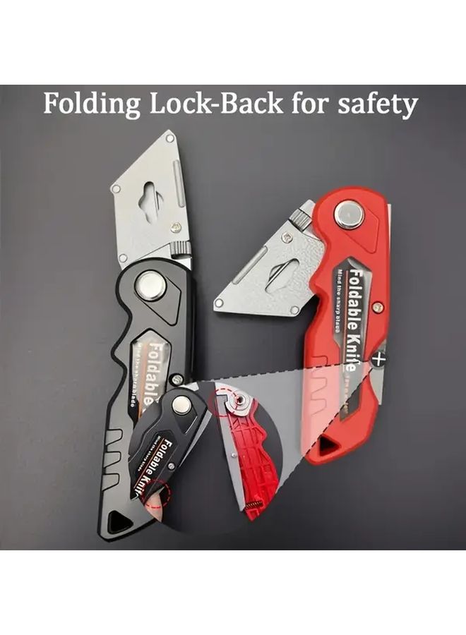 Multifunctional Folding Art Knife Set With 10 Replacement Blades Quick Change Safe Lock Ergonomic Handle - Image 5