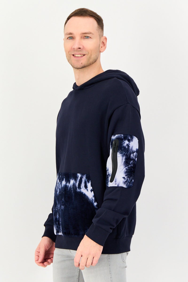 SELECTED Men Solid Long Sleeve Hoodie, Navy - Image 4