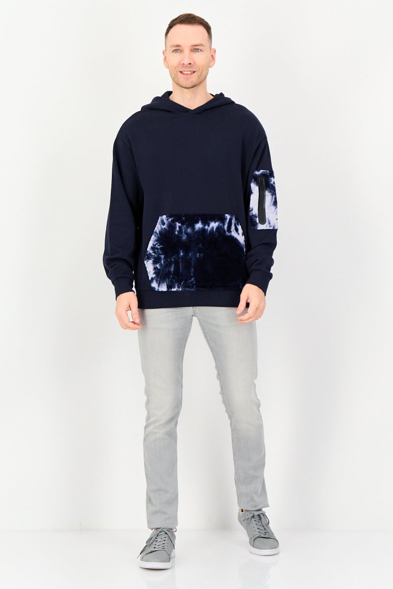 SELECTED Men Solid Long Sleeve Hoodie, Navy - Image 2
