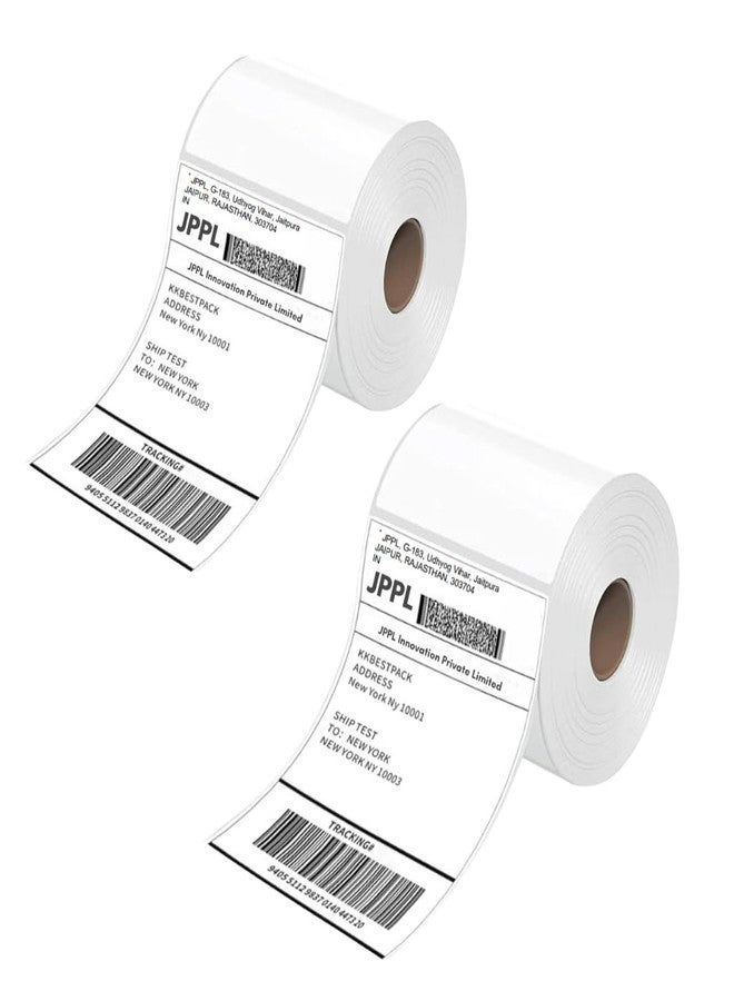 JPPL Direct Thermal Shipping Label Printer Sticker Roll (250 Labels per roll) (White, 4"x 6") (Pack of 2) - Image 1