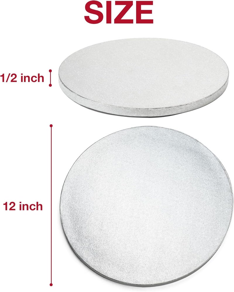 Paremmin 12inch Round Cake Boards 1/2inch Thick, Pack of 1 - Sturdy Silver Cake Drums with Smooth Straight Edges, Waterproof & Oil-Proof (12inch) - Image 2