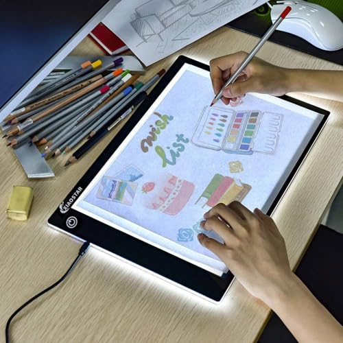 XIAOSTAR Light Box Drawing Pad, Tracing Board with Type-C Charge Cable and Brightness Adjustable for Artists, AnimationDrawing, Sketching, Animation, X-ray Viewing (A4) Not Rechargeable - Image 1