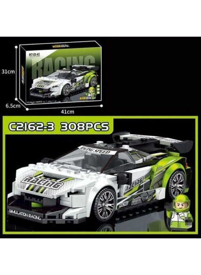 Building Blocks Racing Car Set, 308 Pieces, Model C2162-3 - Image 2