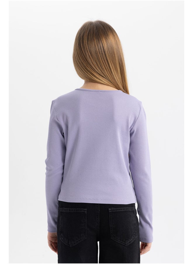 DeFacto - Girl Crop Top Crew Neck Knitted Long Sleeve Body - Image 1