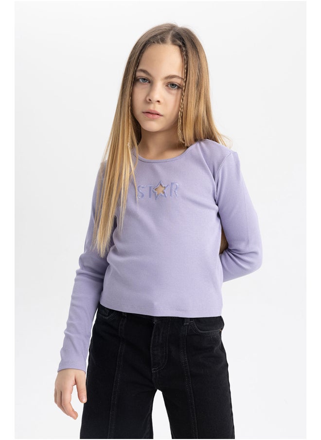 DeFacto - Girl Crop Top Crew Neck Knitted Long Sleeve Body - Image 1