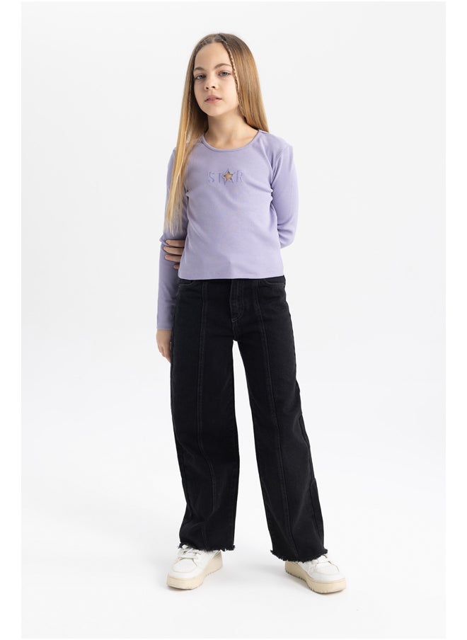 DeFacto - Girl Crop Top Crew Neck Knitted Long Sleeve Body - Image 1