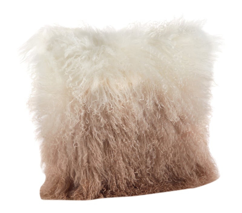 Saro Lifestyle SARO LIFESTYLE 3566N16S Mongolian Lamb Fur 100 Wool Poly Filled Throw Pillow Natural 16 