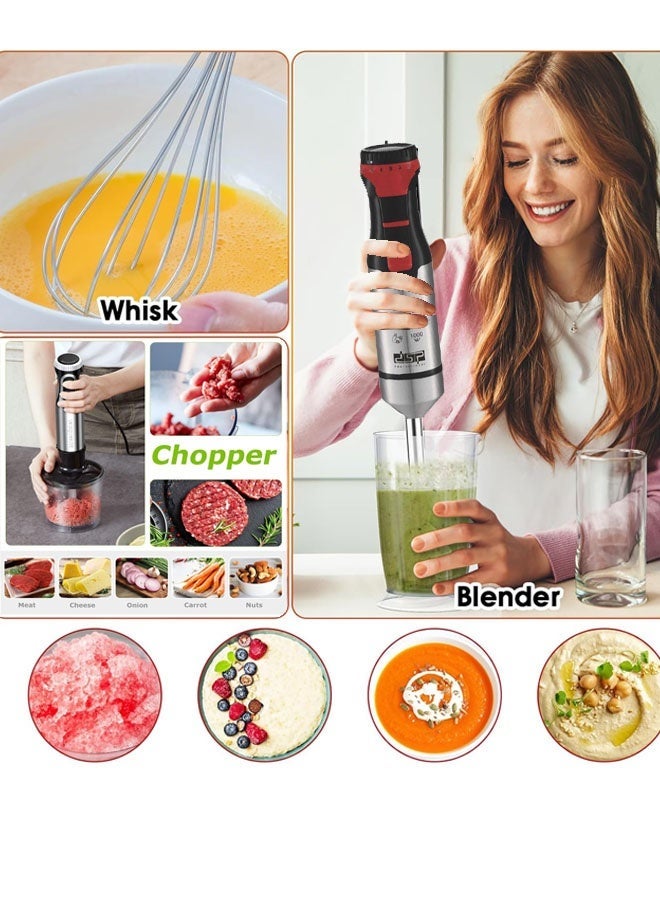 DSP 5 in 1 Hand Blender,1000W Electric Hand blender with 304 Stainless Steel Blade,Food Processor,Beaker,Egg Whisk,Non-BPA,Ideal fro Smoothies,Purée,Baby Food,KM1157 - Image 5