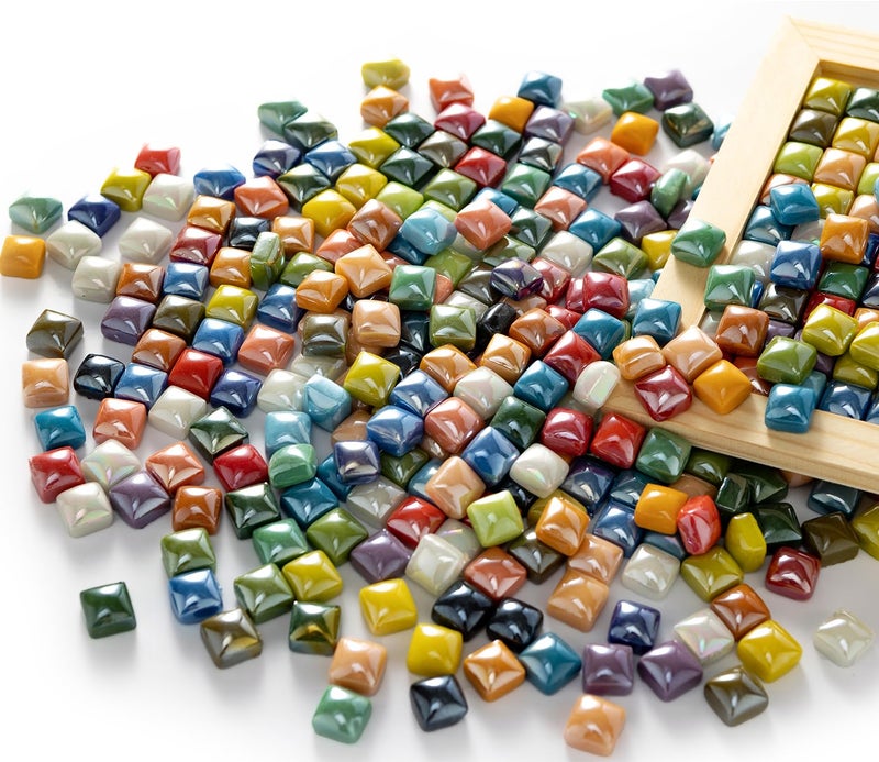 Lanyani 17 Pounds350 Pieces Vibrant Glass Mosaic Tiles Assortment for Crafts Colorful Glossy Stone Glass Tiles Pieces Bulk for Mosaic Art Craft Home Garden Decoration