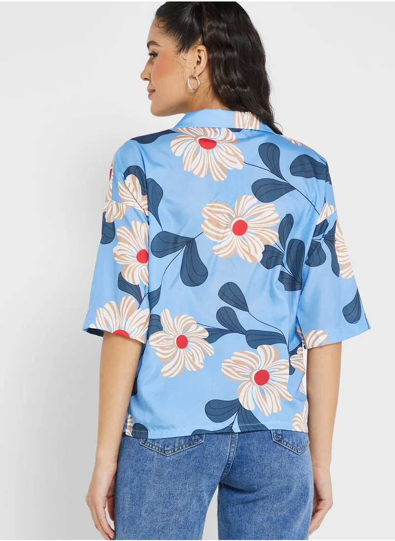 Ginger Floral Print Wide Sleeve Shirt