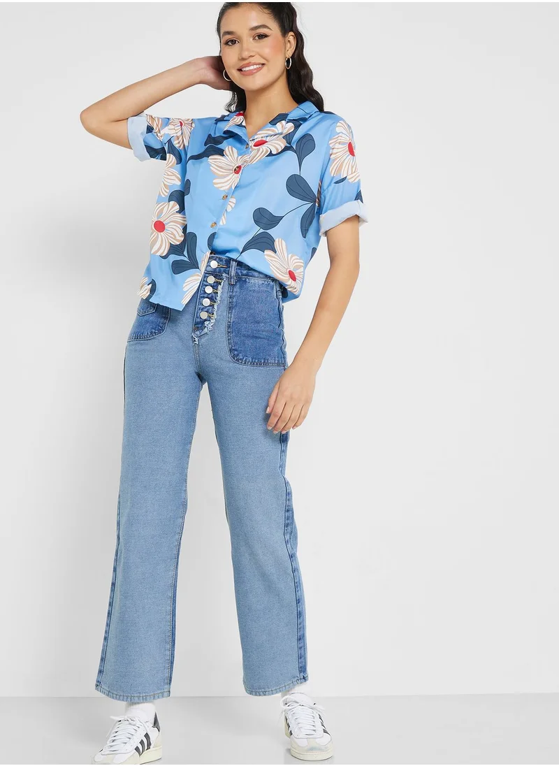 Ginger Floral Print Wide Sleeve Shirt