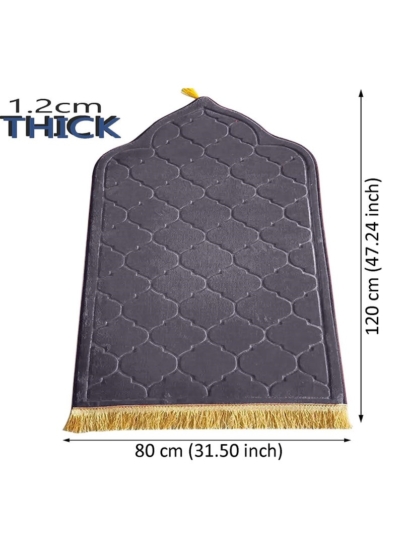 Fabienne Embossed Prayer Mat Grey 80x120cm Large Size Anti-Slip Velvet Top Thick Padded Prayer Rug New Design Sajadah Prayer Carpet for Men Women Eid Gift Ramadan - Image 4