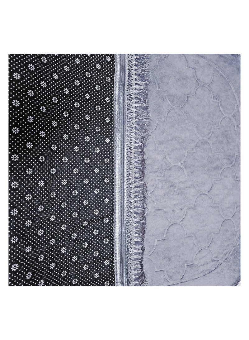 Fabienne Embossed Prayer Mat Grey 80x120cm Large Size Anti-Slip Velvet Top Thick Padded Prayer Rug New Design Sajadah Prayer Carpet for Men Women Eid Gift Ramadan - Image 3