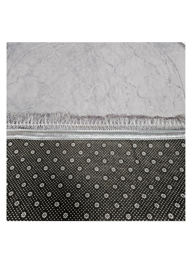 Fabienne - Embossed Prayer Mat Grey 80x120cm Large Size Anti-Slip Velvet Top Thick Padded Prayer Rug New Design Sajadah Prayer Carpet for Men Women Eid Gift Ramadan - Image 1