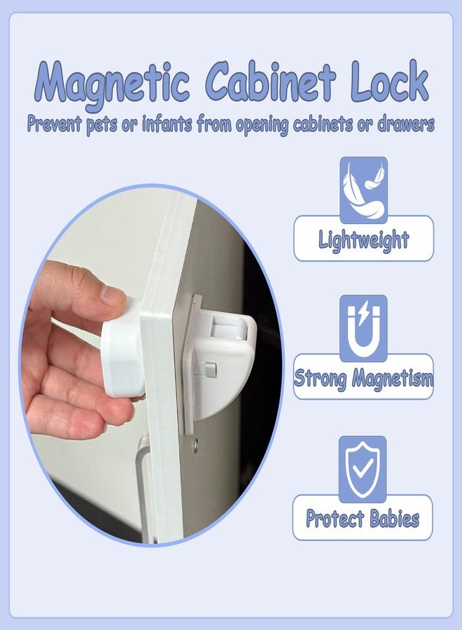 Kimitimi 8-Pack Baby Proofing Magnetic Cabinets Locks, Childproof Safety Locks Cupboard Baby Locks Latches to Cabinets & Drawers for Home Kitchen Bathroom - 8 Locks & 1 Keys - Image 2