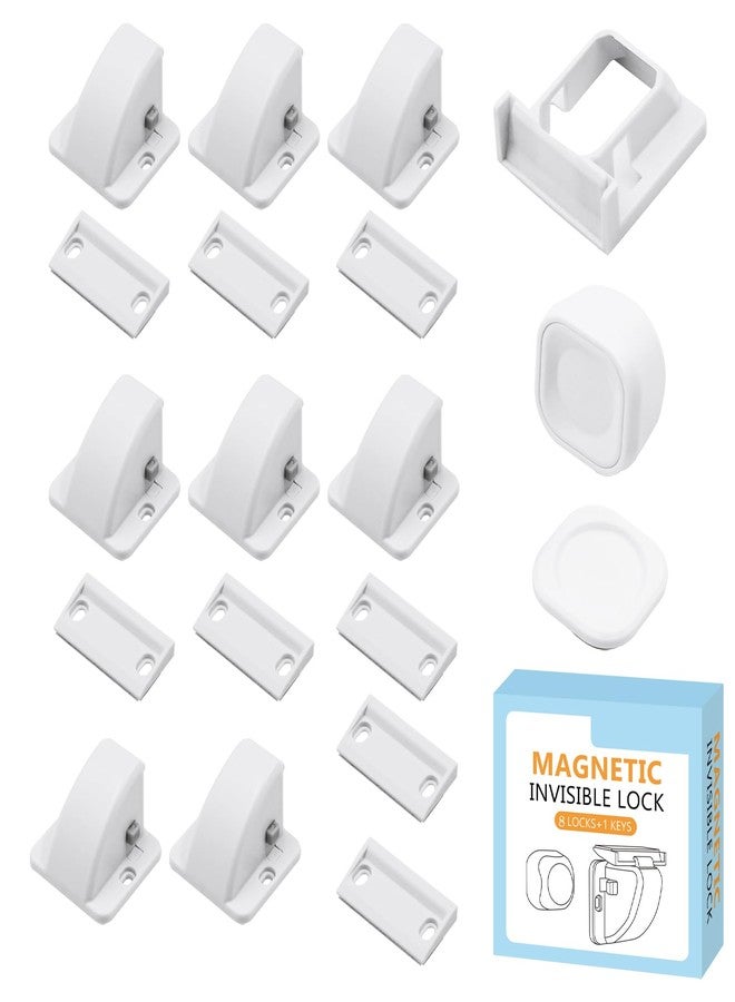 Kimitimi 8-Pack Baby Proofing Magnetic Cabinets Locks, Childproof Safety Locks Cupboard Baby Locks Latches to Cabinets & Drawers for Home Kitchen Bathroom - 8 Locks & 1 Keys - Image 1