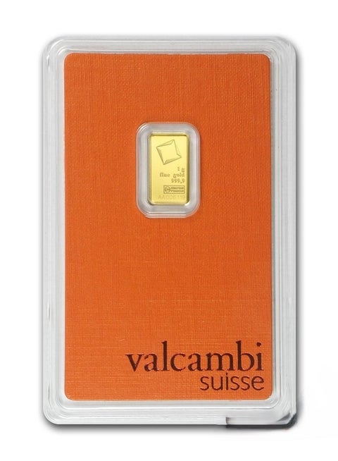 Valcambi Suisse 1g Pure 999.9 Fine Gold Bar 24KT - 1 Gram