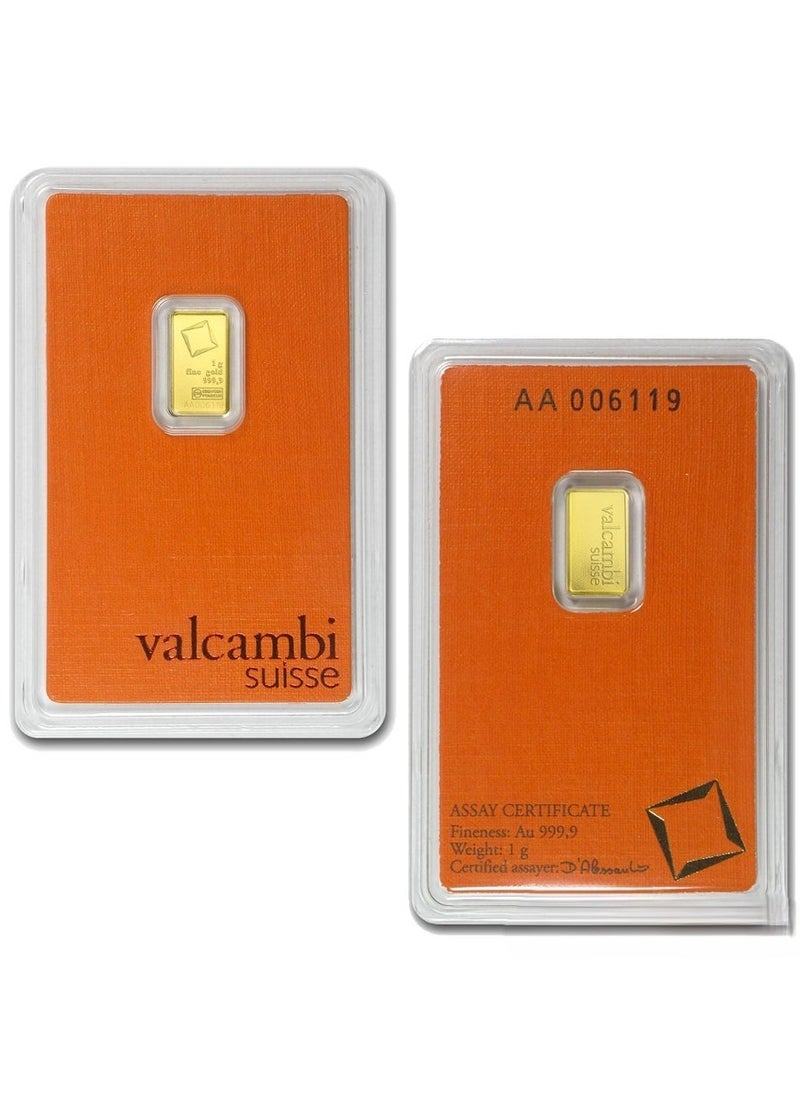 valcambi - Valcambi Suisse 1g Pure 999.9 Fine Gold Bar 24KT - 1 Gram - Image 1