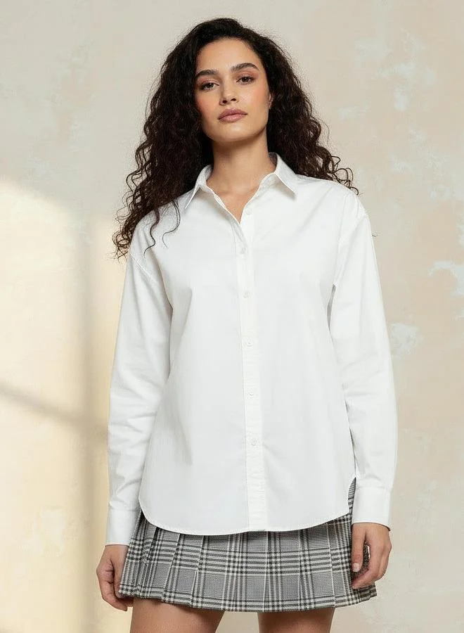 سبلاش فيڤ Oversized Cotton Shirt with High Low Hem