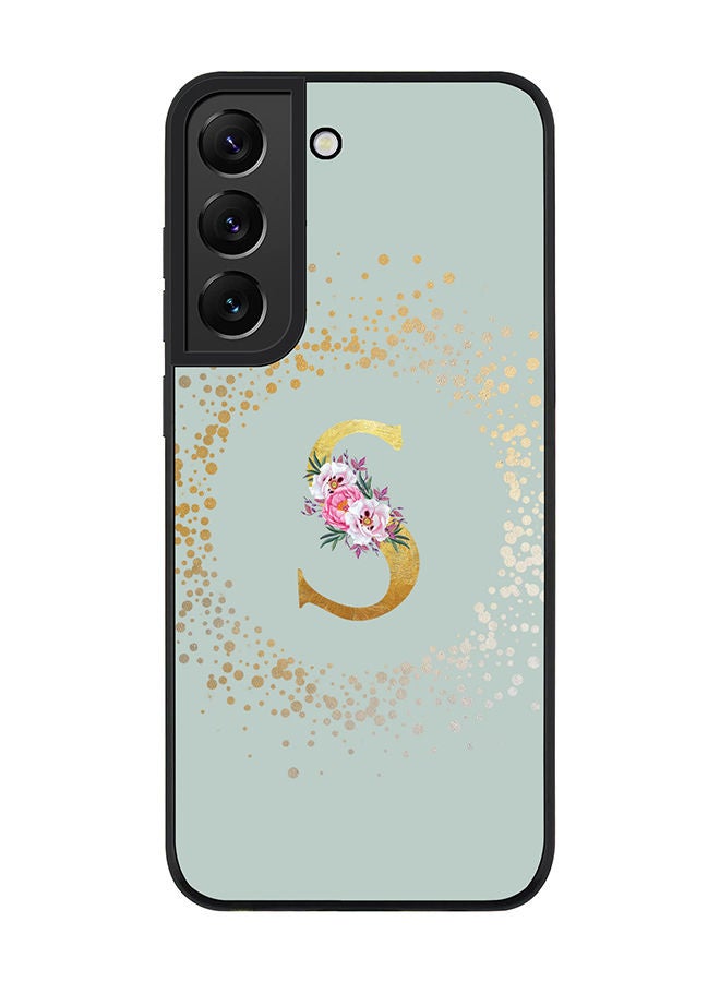 Stylizedd Rugged Black edge case for Samsung Galaxy S21 5G Slim fit Soft Case Flexible Rubber Edges TPU Gel Thin Cover - Custom Monogram Initial Letter Floral Pattern Alphabet - S (Light Grey) - Image 1