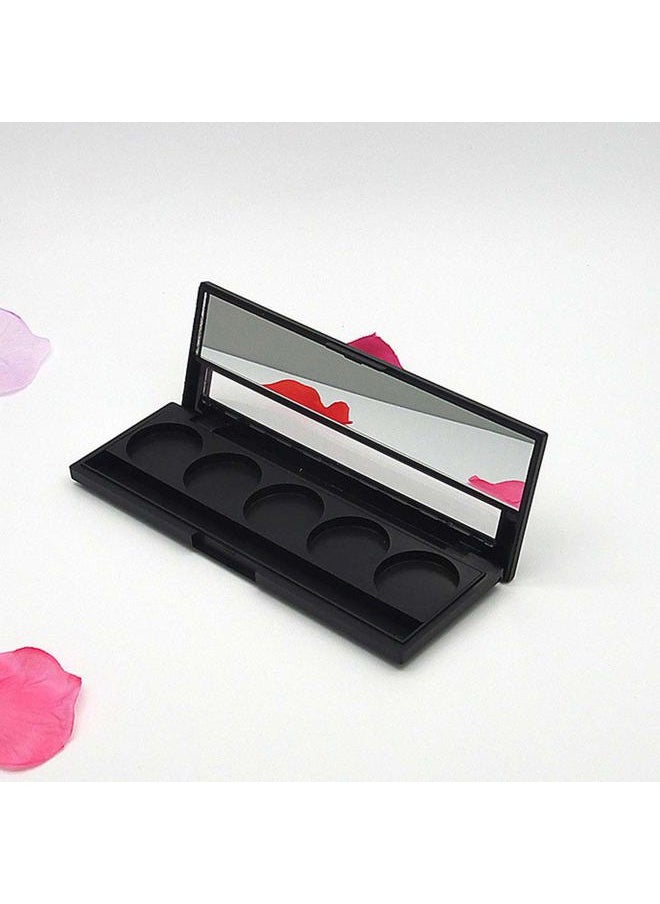 Teensery 2 Pcs 5 Grids Empty Eyeshadow Palette Cosmetics Makeup Storage Container DIY Eye Shadow Palette Case with Mirror and Window for Blush Eyebrow Powder Lipstick, Inner Diameter 26mm  - Image 3
