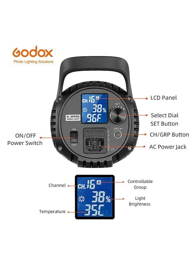 جودوكس - Godox SL-60W CRI 95+ LED فيديو ضوئي SL60W أبيض 5600K إصدار 60WS Bowens Mount + جهاز تحكم عن بعد + عاكس - Image 1