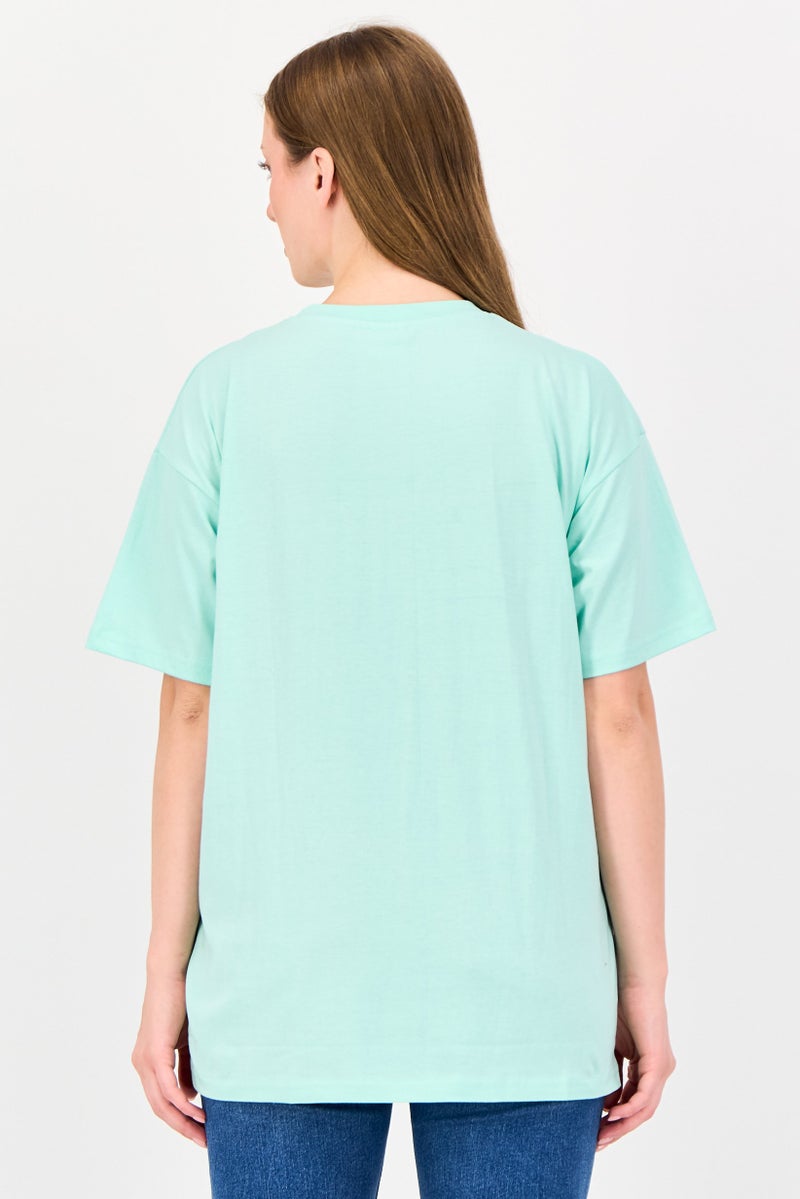Disney Women Crew Neck Short Sleeve The Powerpuff Girls T-shirt, Mint Green - Image 4