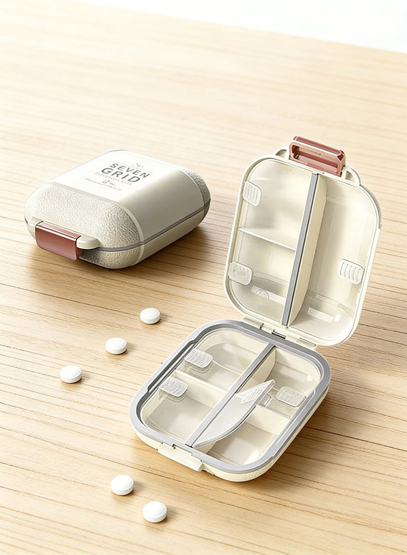 منظم الأدوية اليومي المحمول، بحاويات كبيرة لأسبوع كامل (٧ شبكات) - لحفظ وتنظيم الحبوب والمكملات الغذائية وزيت السمك - Image 1
