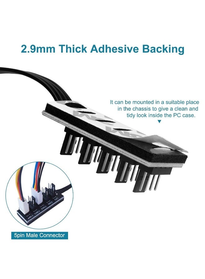 4-Pin PWM PC Fan Hub Power Supply Cable 1 to 5 Way Splitter PC Motherboard Case Fan Power Extension Cable Cord for ATX Computer Case 4-Pin and 3-Pin Cooling Fans