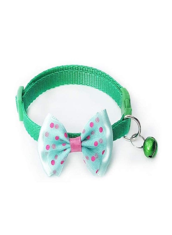 Litvibes Cat Collar with Bell,Kitten & Small Dog Soft Adjustable,Safe,Solid,Breakaway for Cats & Puppy Bow Design- Green