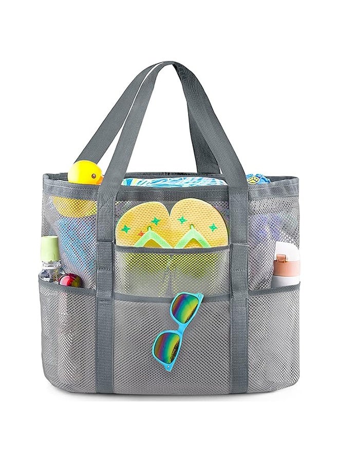 جيفت حقائب شاطئ شبكية مع جيوب، حقيبة حمل شبكية خفيفة الوزن وقابلة للطي لحمل المناشف، وألعاب الشاطئ للشاطئ، وحمام السباحة، وصيد الأسماك، والنزهات العائلية. - Image 1