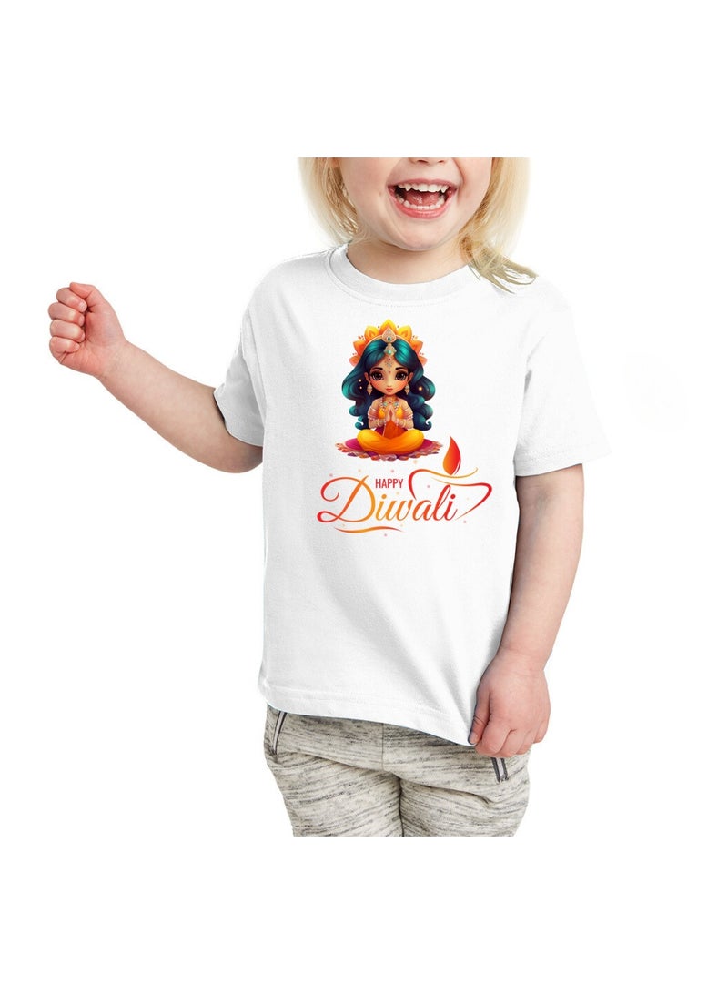 PRINTSHOP4ME Diwali Kids Girls Tshirt–Celebrate The Festival Of Lights With Festive And Comfortable Short Sleeve Tshirts For Girls–Ideal For Diwali Parties - Image 1