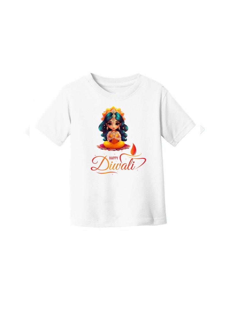 PRINTSHOP4ME Diwali Kids Girls Tshirt–Celebrate The Festival Of Lights With Festive And Comfortable Short Sleeve Tshirts For Girls–Ideal For Diwali Parties - Image 3