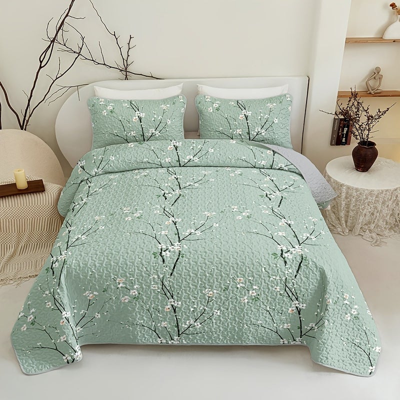 2/3pcs Aesthetic Chinese Style Printed Durable Quilted Bedspread Set (1 Bedspread + 1/2 Pillowcases, Pillow Core Not Included), Queen And King Size Home Dormitory HD Printing. Breathable And Easy to Care for - Image 1