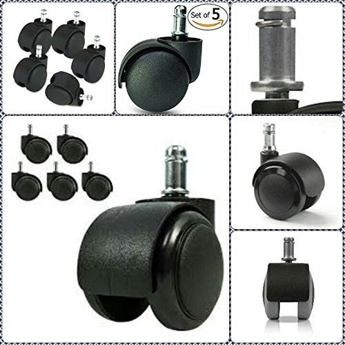 Breewell Twin Castor Wheels for Office Chairs Furniture Set of 5 Pin Type - Image 4