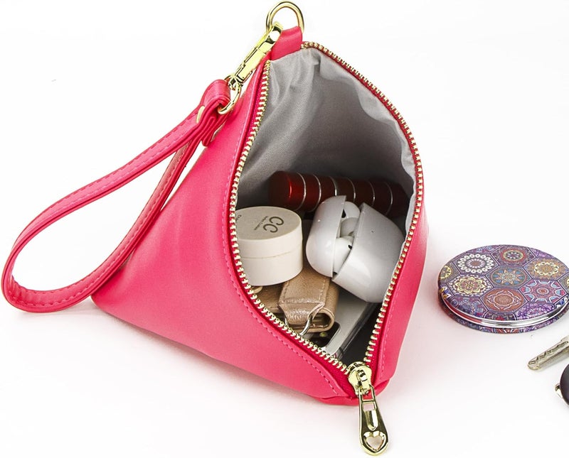PG6 Women Synthetic Leather Clutch Wallet Triangle Wristlet Purse with Wrist Strap - Image 3