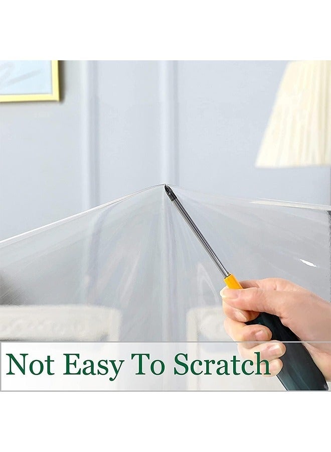 كيلا واقي مفرش طاولة بلاستيكي شفاف، مقاوم للماء والزيوت والبقع وقابل للمسح، غطاء طاولة مستطيل شفاف من الفينيل، مفرش طاولة شفاف لطاولة الطعام الداخلية والخارجية (140 × 300 سم) - Image 2