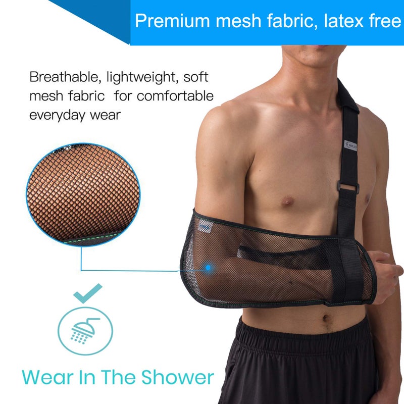 TODDOBRA Mesh Arm Shoulder Sling - Medical Shoulder Immobilizer for Shower - Adjustable Arm Brace for Torn Rotator Cuff Injury - Right Left Arm for Men Women - Shower Sling for Elbow, Wrist - Image 2