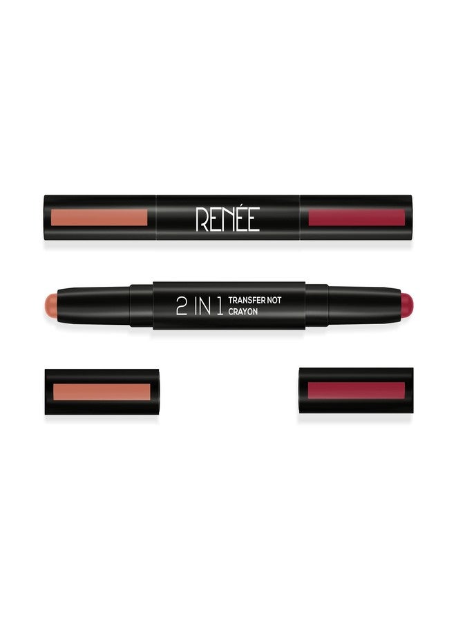 RENEE 2 In 1 Transfer Not Crayon LC 01, 4gm| Long Lasting & Smudge Proof Formula| Matte Lip Color with 1 Light & Dark Shades| Enriched with Shea Butter - Image 4