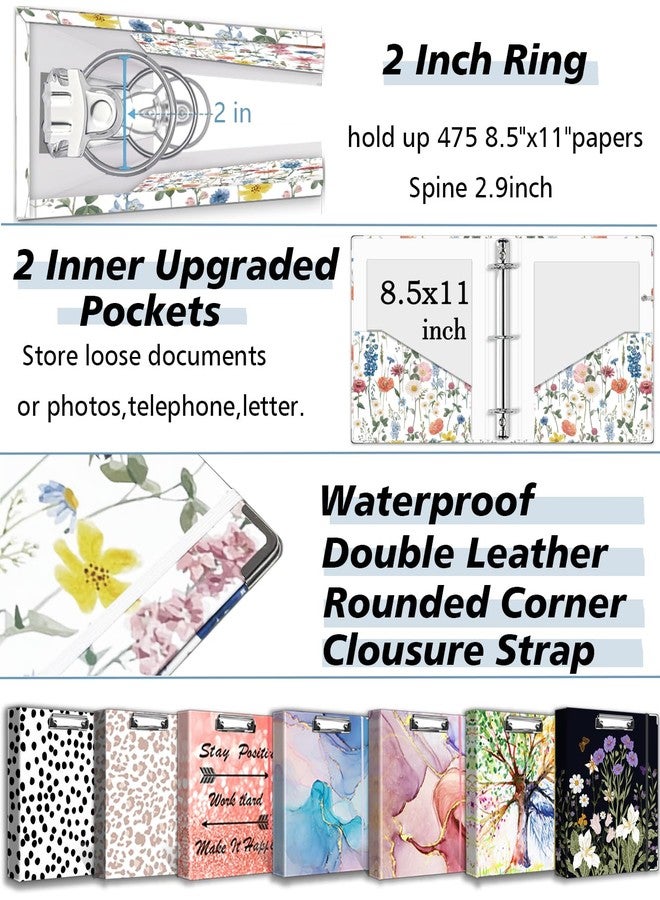BVSSX 3 Ring Binder 2 Inch for 8.5"x11" Paper, Three Ring Binders with Clipboard, 5 Dividers with Tabs and Pockets, Plastic Folder, 18 Divider Stikers,Cute Binder with Pen Holder,Blue Bloom - Image 4