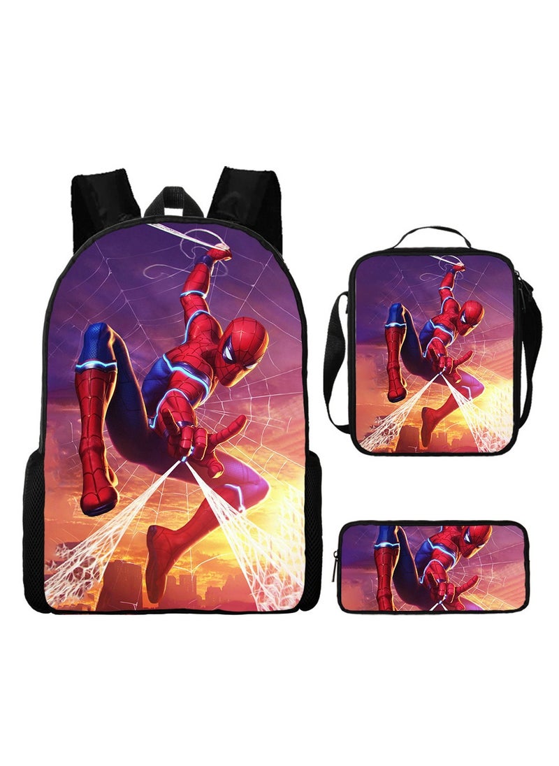 Spider-Man Spiderman Three-Piece Cartoon Backpack For Primary School Students 29*42*16cm 