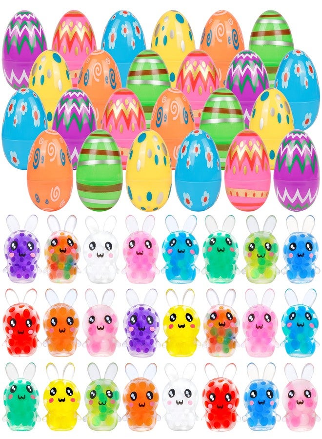 ONEVIVE 24 Pack Easter Bunny Mini Squeeze Balls Prefilled in Easter Eggs,Squishy Stress Relief Fidget Toys for Egg Hunt Easter Party Favors for Kids Boys Girls Easter Basket Stuffers - Image 1