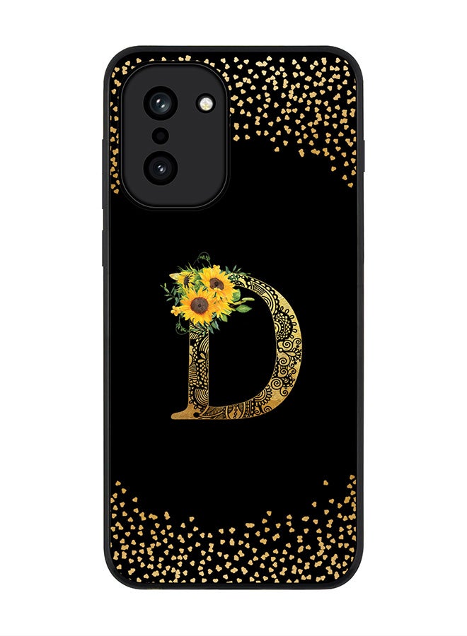 For OnePlus 15R Case,Slim fit Camera Protection, Shockproof Thin Phone cover  - Custom Floral Monogram - D ( Black )