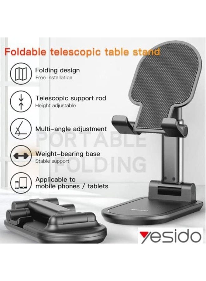 Yesido C85 Mini Foldable Desktop Holder – Adjustable Aluminum Alloy Mobile & Tablet Stand – Premium Quality, Lightweight & Portable Phone Holder - Image 5