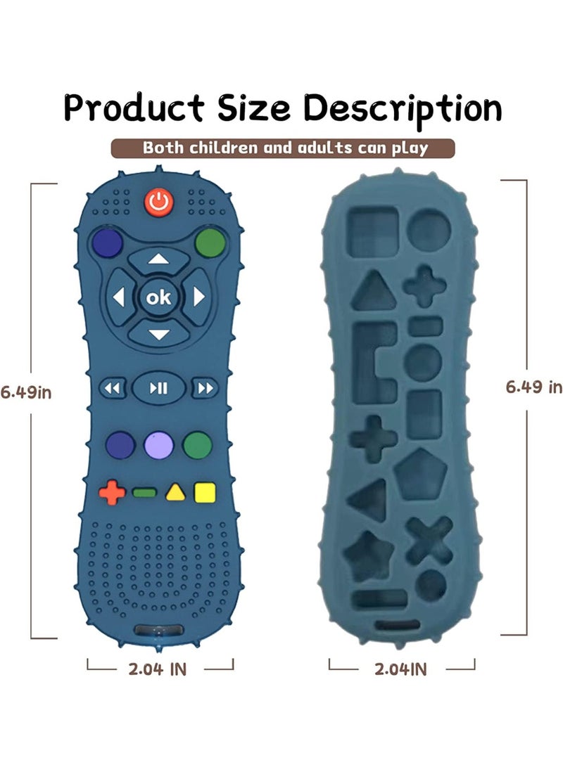 Remote teether for Baby, Soft Chew Toys with TV Remote Control Shape, Early Educational Sensory Toy for Babies Teething Relief and Soothe Sore Gum Infant Teether for 3-12 Months Blue - Image 2