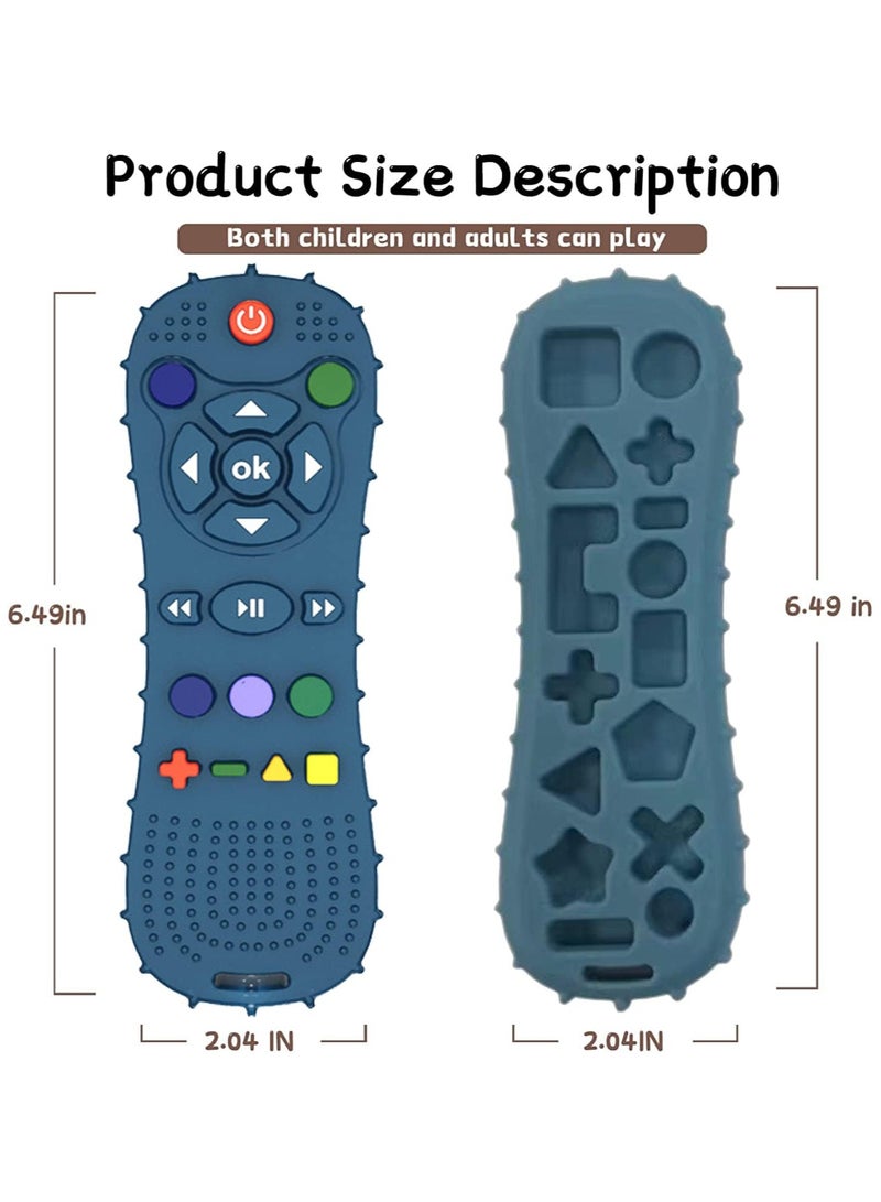 Remote teether for Baby, Soft Chew Toys with TV Remote Control Shape, Early Educational Sensory Toy for Babies Teething Relief and Soothe Sore Gum Infant Teether for 3-12 Months Blue - Image 3