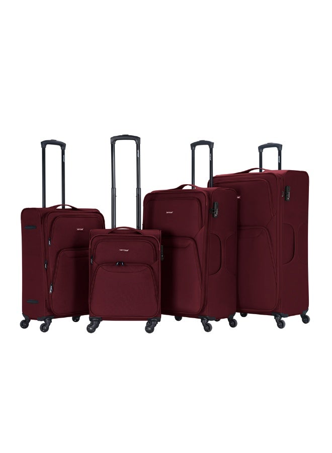 VIPTOUR 4-Piece Fabric Softside Luggage Set with 360° Spinner Wheels & Number Lock – Durable Polyester Travel Trolley Bag (20’’ / 24’’ / 28’’ / 32’’) - BURGUNDY - Image 1